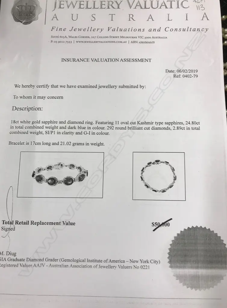 An 18ct white gold sapphire and diamond bracelet Image 1++