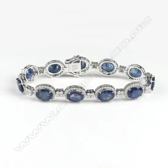 An 18ct white gold sapphire and diamond bracelet