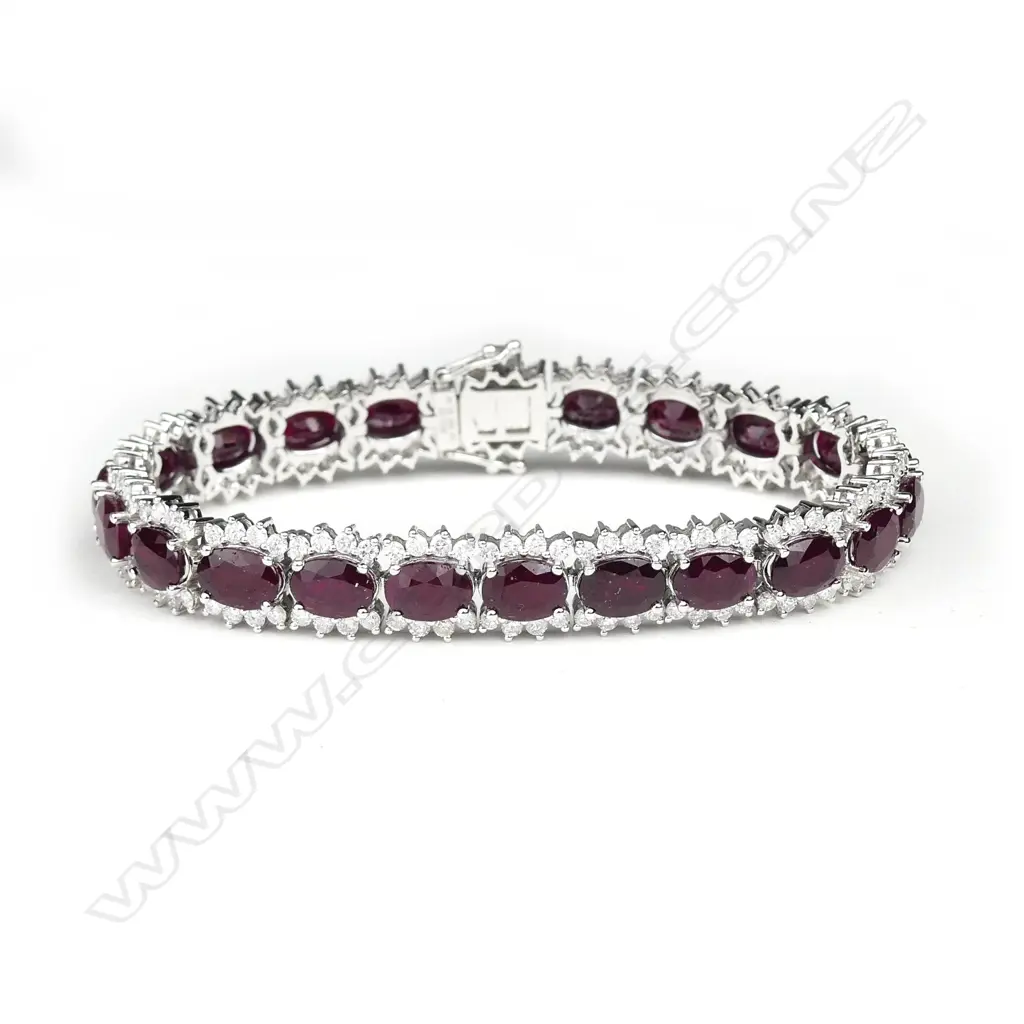 A 14ct white gold ruby and diamond bracelet Image 1++