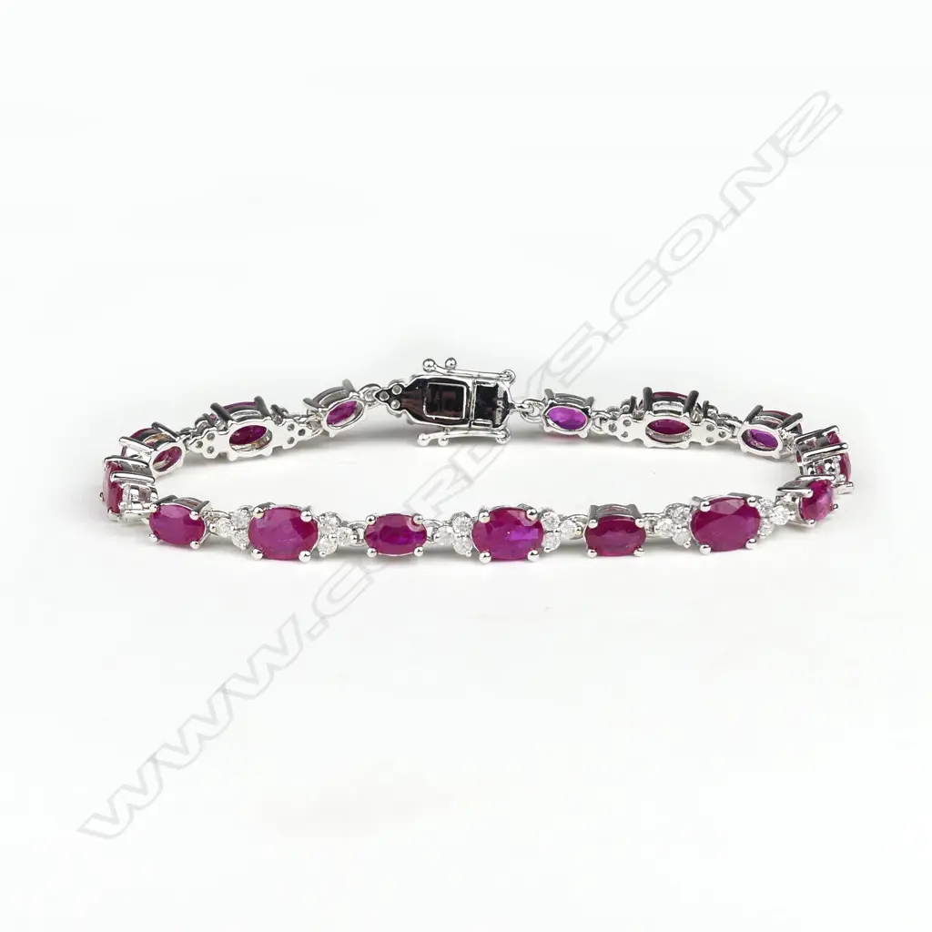 A 14ct white gold ruby and diamond bracelet Image 1++