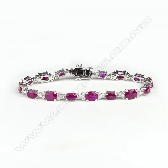 A 14ct white gold ruby and diamond bracelet