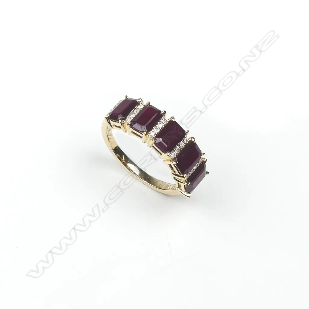 A 14ct yellow gold ruby and diamond ring Image 1++