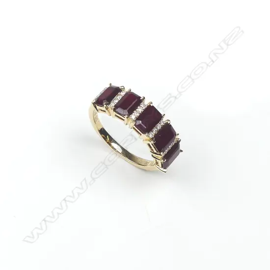 A 14ct yellow gold ruby and diamond ring