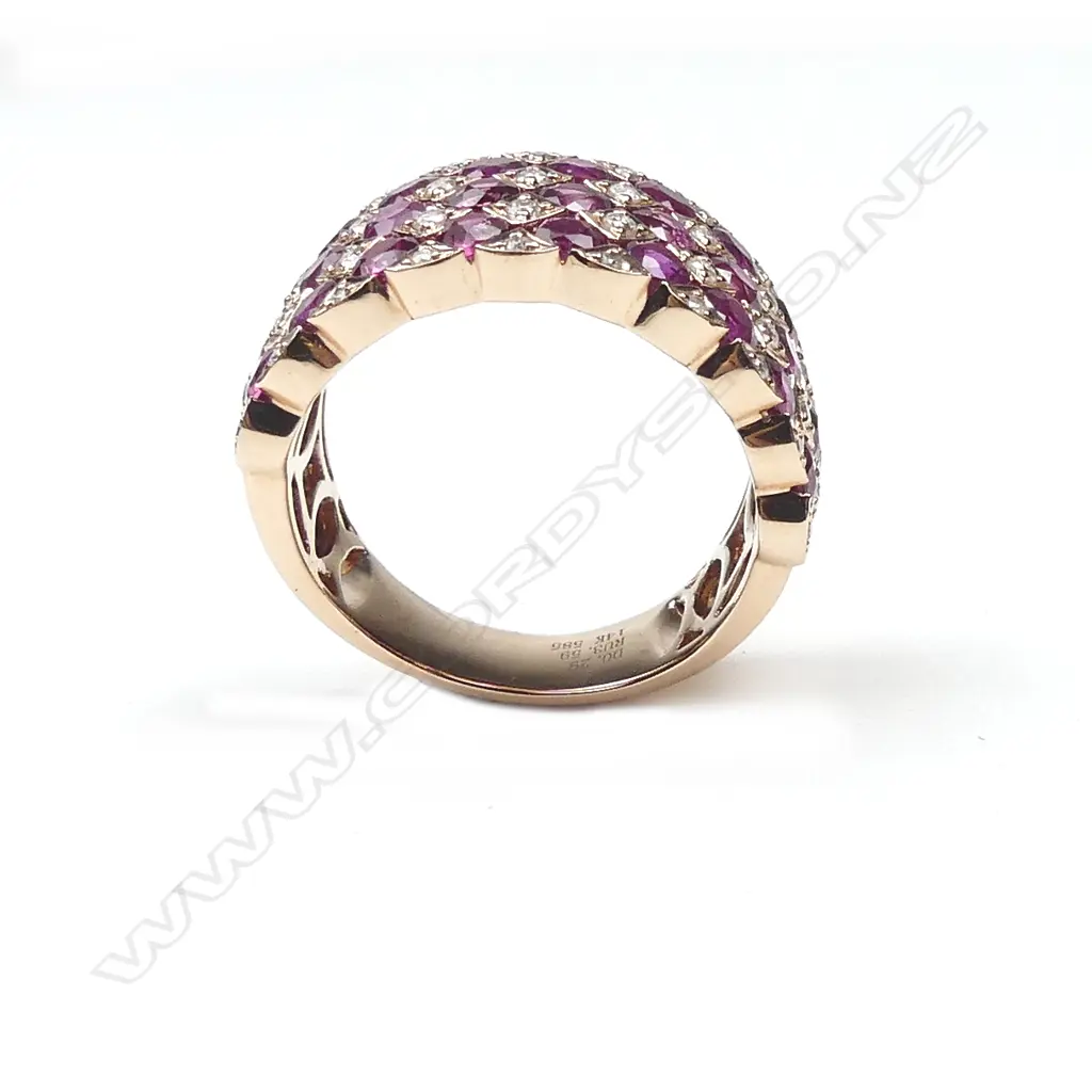 A 14ct rose gold ruby and diamond ring Image 1++