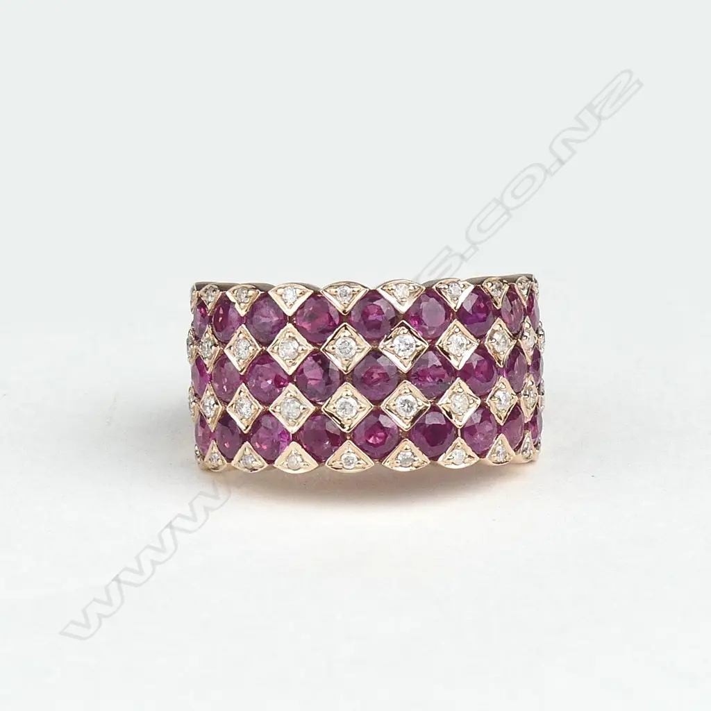 A 14ct rose gold ruby and diamond ring Image 1++