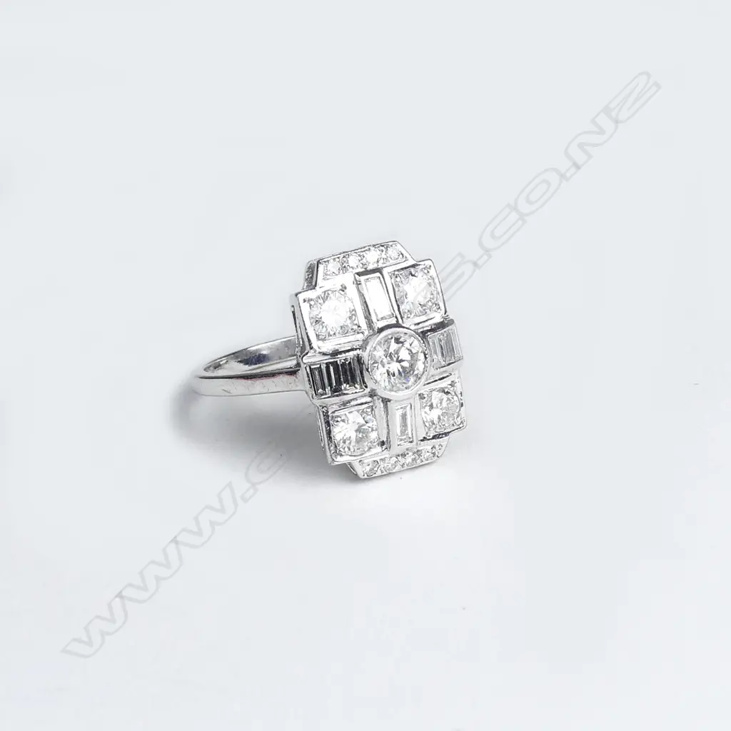 An 18ct white gold and diamond Art Deco style ring Image 1++