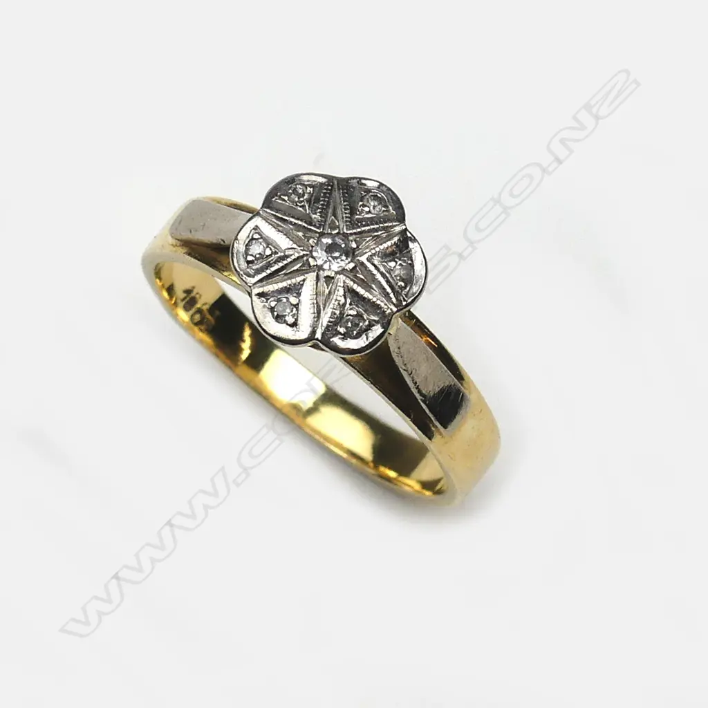 An 18ct yellow and white gold diamond cluster ring Image 1++