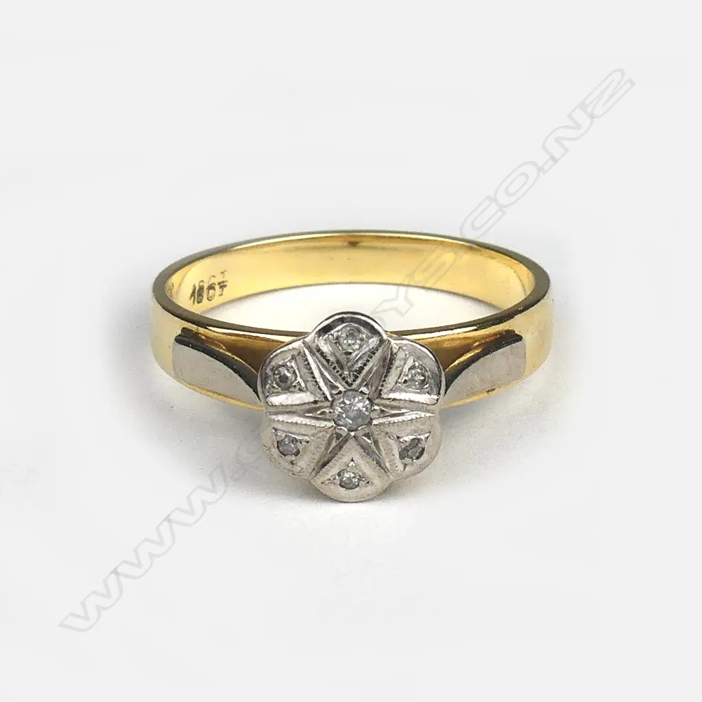 An 18ct yellow and white gold diamond cluster ring Image 1++