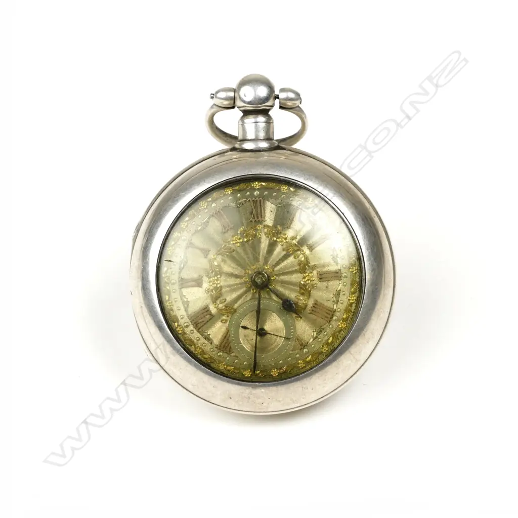 An Edwardian silver pair cased pocket watch by S.J. Angler Image 1++