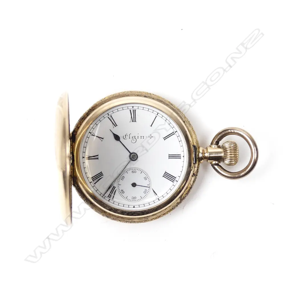 A lady's 10ct. gold Elgin hunter pocket watch Image 1++