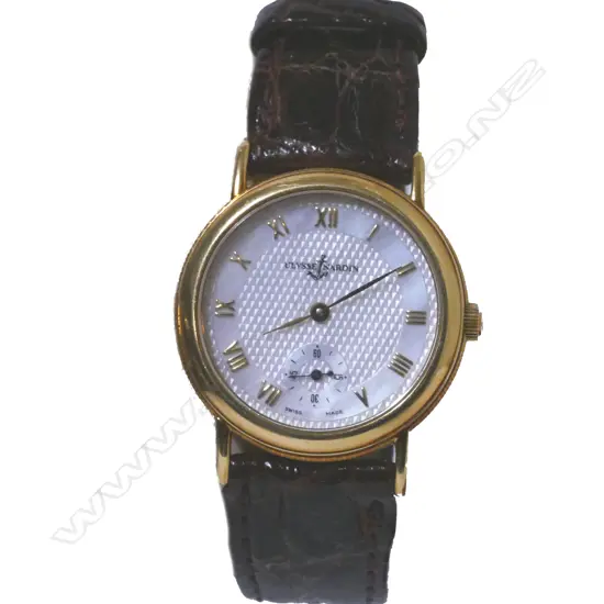 A prestige Swiss Ulysse Nardin 18K gold dress wristwatch