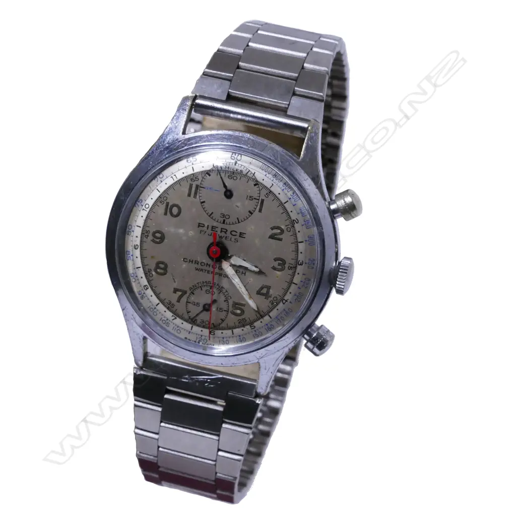 A Swiss Pierce two pusher pilot chronograph wristwatch Image 1++