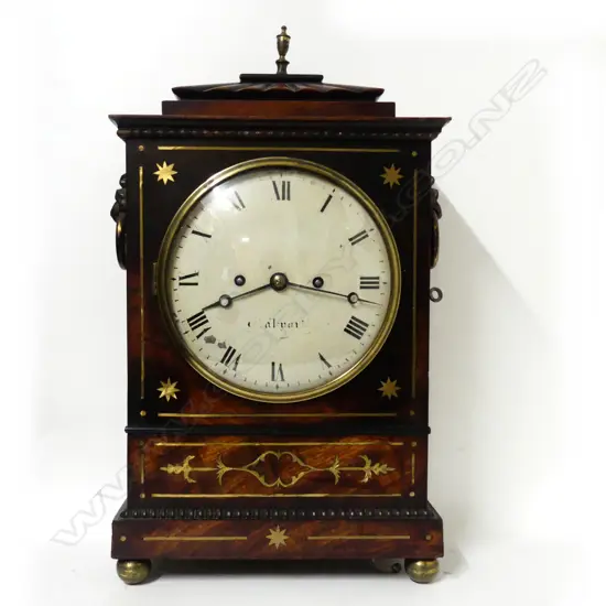 A Georgian walnut bracket clock