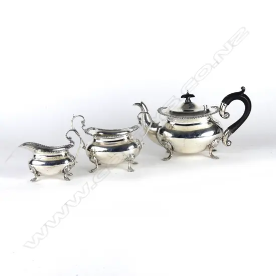 A 1920's silver three-piece tea service