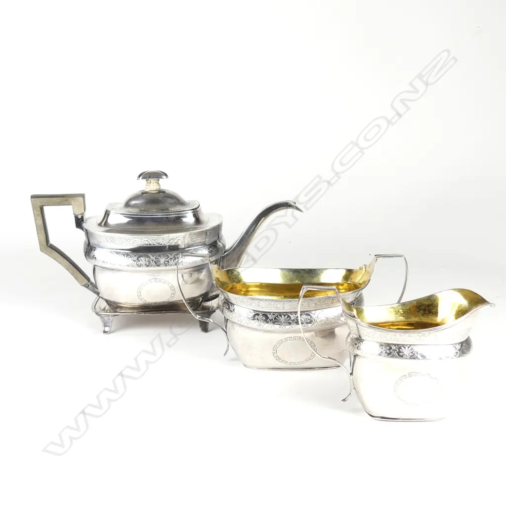 A George III Scottish silver four piece tea set Image 1++