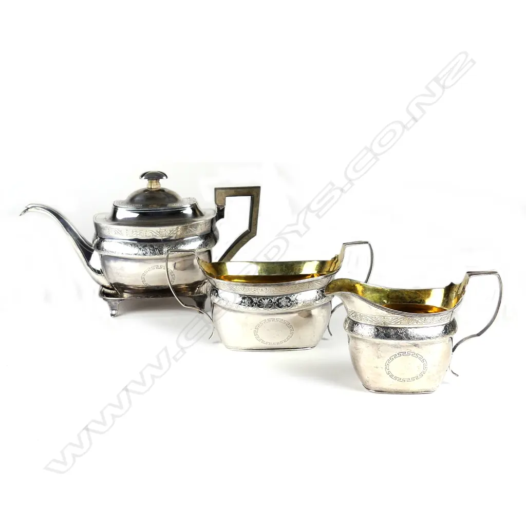 A George III Scottish silver four piece tea set Image 1++