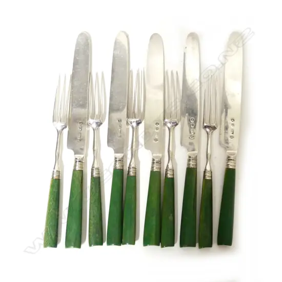 A 10-piece silver and ivory cutlery set