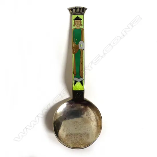 A Norwegian silver and enamel spoon