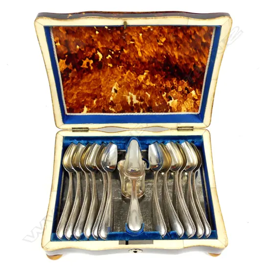 A cased set of twelve Dutch silver teaspoons