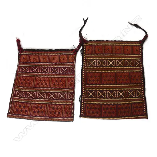 Two Turkish double faced woven bedding bags