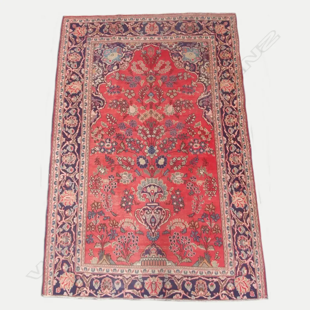 An antique hand knotted Kashan Mehrabi rug Image 1++
