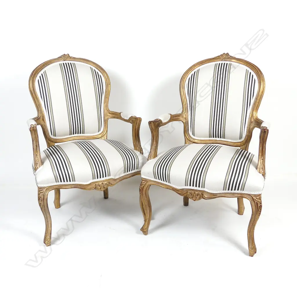 A pair of French style open elbow armchairs Image 1++