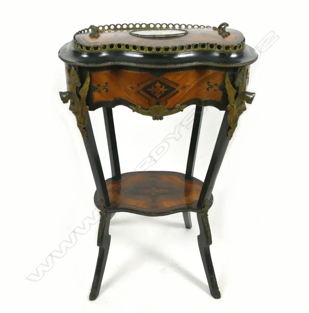 A 19thC French marquetry gueridon table with flower display cavity Image 1++
