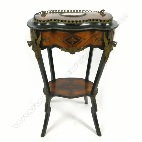 A 19thC French marquetry gueridon table with flower display cavity