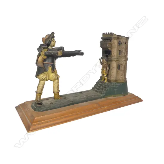 Late 19thC William Tell mechanical money bank,