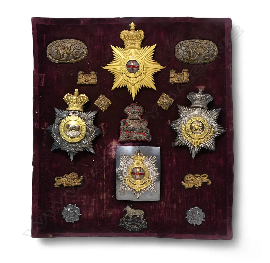 A collection of Victorian military helmet plates and insignia etc. pertaining to the Wyndowe family, Image 1++
