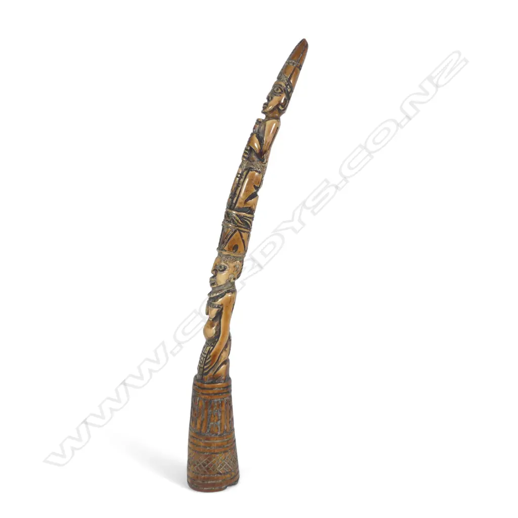 An early 20thC Nigerian carved ivory tusk section, Image 1++