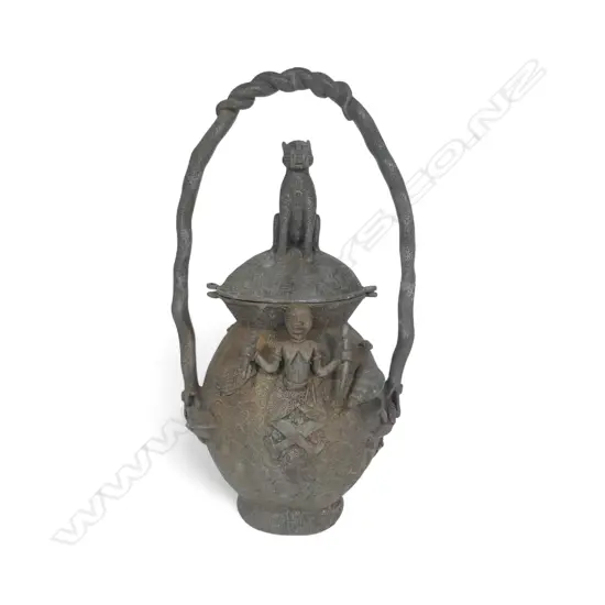 An early 20thC Bennin bronze ceremonial ewere,