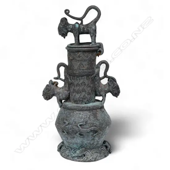 An early 20thC Benin bronze ceremonial koro,