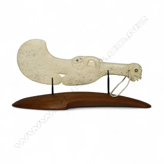 A good Charlie Raponi Wilson carved (whalebone) wahaika parāoa,