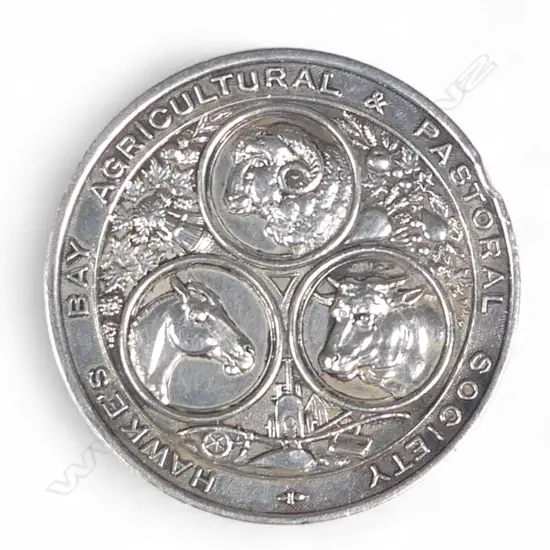 'Hawkes Bay Agricultural & Pastoral Society' silver commemorative medal,