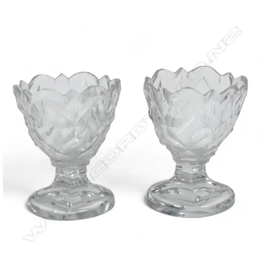 A Pair of George III cut glass table salts,