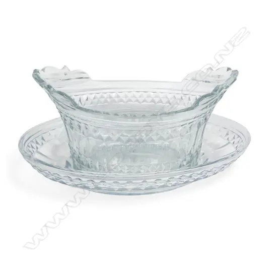 A George III Irish cut glass strawberry dish on stand,