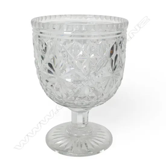 A large heavy cut crystal chalice,