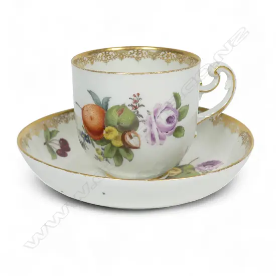 A 19thC Meissen cup and saucer,