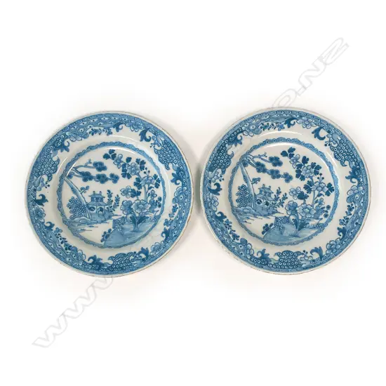 A pair of 18thC George III English delft blue and white plates,