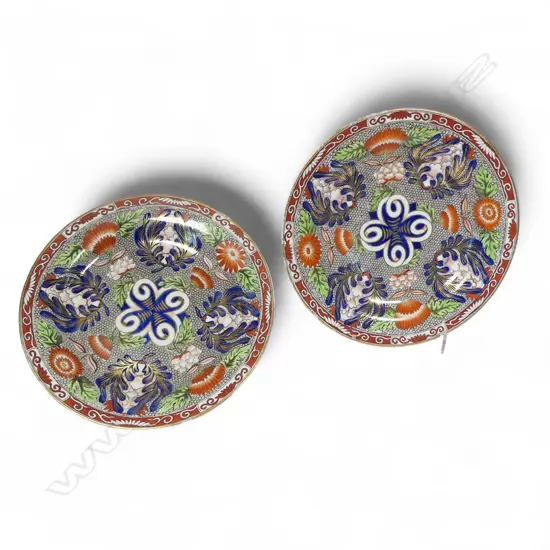 A pair of George III Wedgwood Chrysanthemum Imari pattern plates,