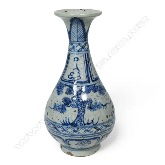 A Chinese Yuan Dynasty style blue and white Jade Spring vase,