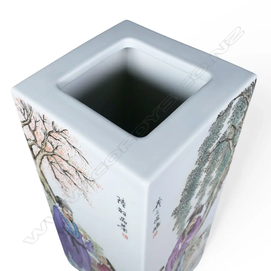 A Chinese Republic period famille rose tall vase painted by Wang Qi, Image 1++