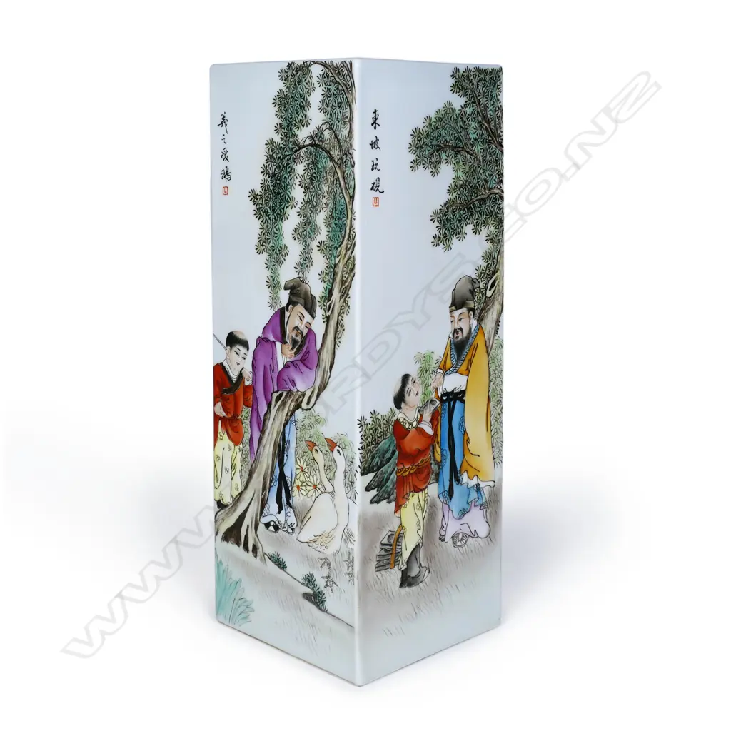 A Chinese Republic period famille rose tall vase painted by Wang Qi, Image 1++