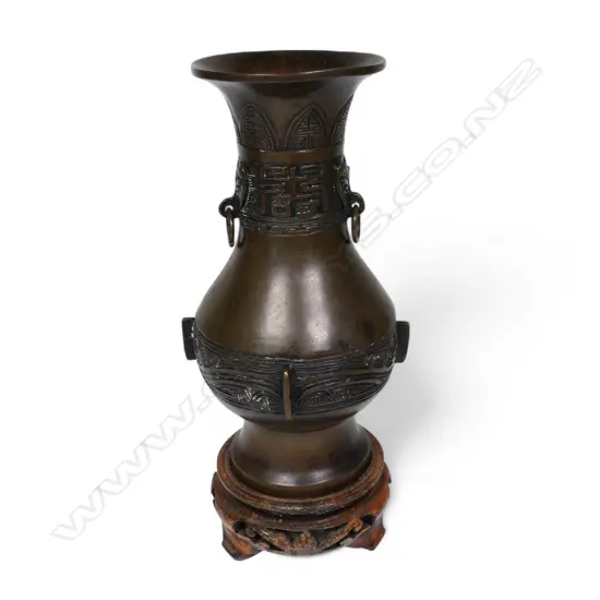 A 19thC Chinese bronze baluster vase,
