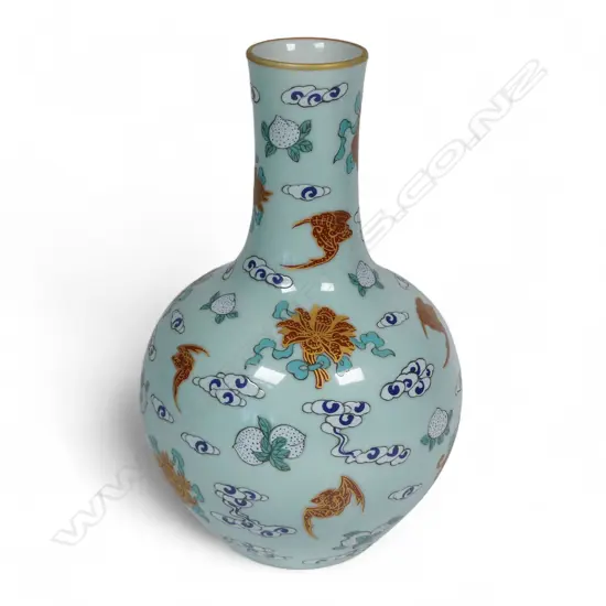A Chinese cloud and bat pattern celestial globe form vase,