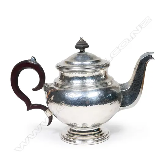A historical New Zealand silver pedestal teapot by Fred Money,