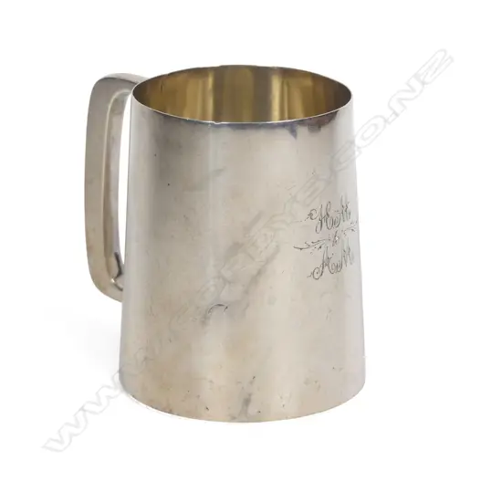 B. Petersen & Co. (Christchurch) silver christening mug,