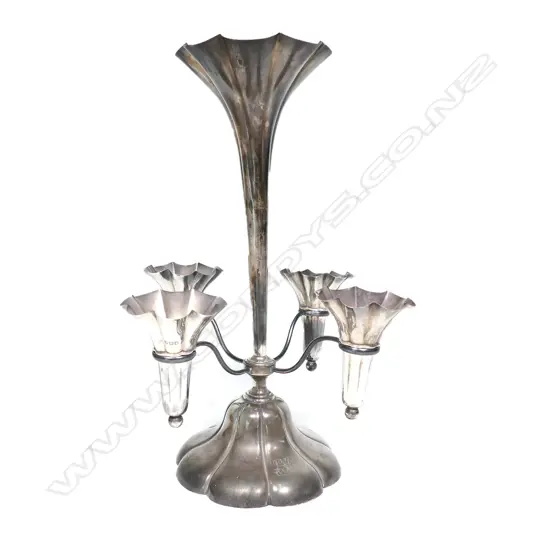 An uncommon Edwardian silver table epergne,