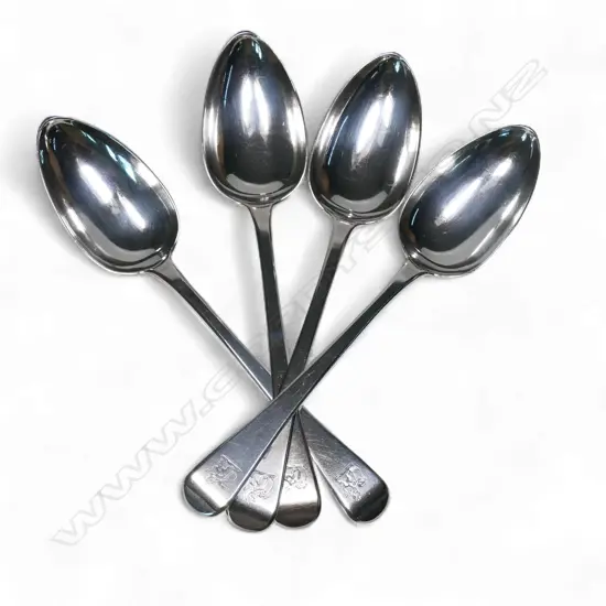 A set of four George IV silver serving spoons,